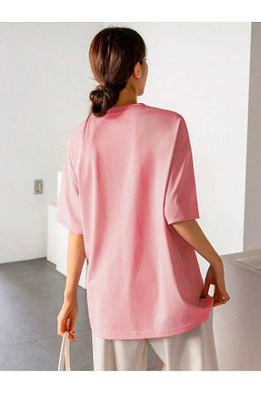 تیشرت سایز بزرگ صورتی زنانه تکی DAXİS Sportwear Company - کد 839594566
