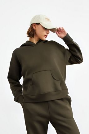 سوئیشرت خاکی زنانه ساده YAKAMEL - کد 807122209