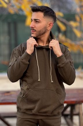 سوئیشرت خاکی مردانه ساده YAKAMEL - کد 820424122