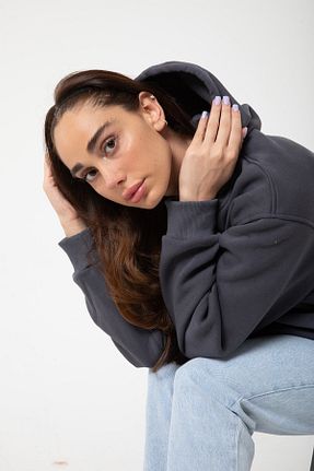 سوئیشرت طوسی زنانه ساده YAKAMEL - کد 820401698