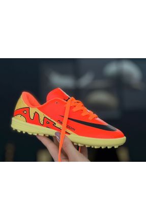 کفش فوتبال چمن مصنوعی نارنجی بچه گانه چرم مصنوعی کد 839171291