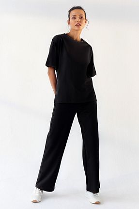 ست لباس راحتی مشکی زنانه ساده YAKAMEL - کد 823263375
