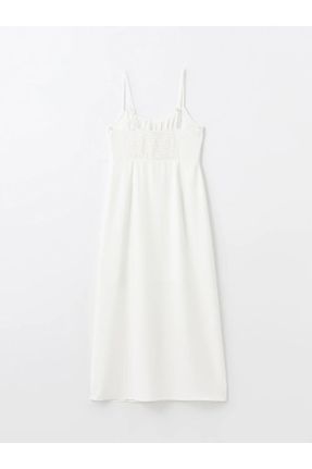 لباس سفید زنانه بافتنی پنبه (نخی) بند دار کد 836210611