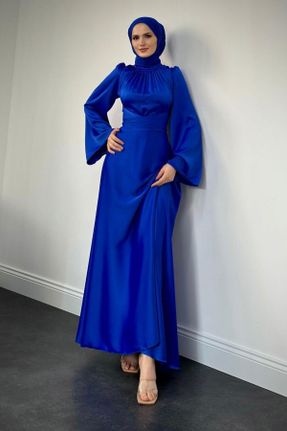 لباس مجلسی آبی زنانه ساتن آستین استاندارد رگولار کد 824108416