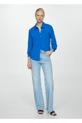 پیراهن آبی زنانه رگولار پارچه نساجی کد 822182181