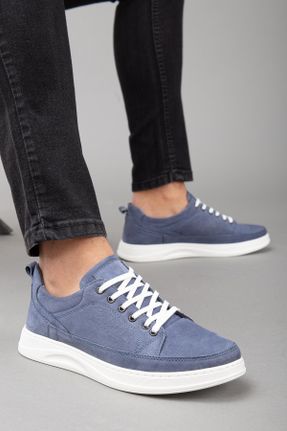 کفش کژوال آبی مردانه چرم طبیعی پاشنه کوتاه ( 4 - 1 cm ) پاشنه ضخیم کد 698467295