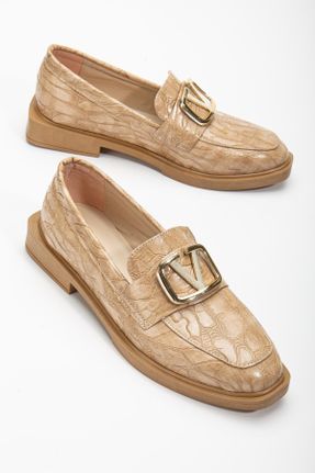 کفش کژوال بژ زنانه چرم مصنوعی پاشنه کوتاه ( 4 - 1 cm ) پاشنه ساده کد 809026042