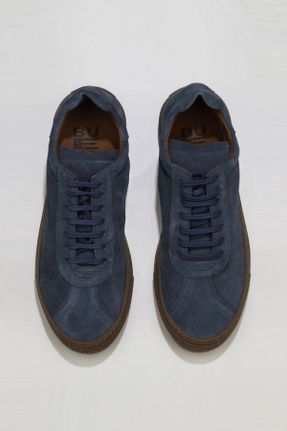 کفش اسنیکر آبی مردانه چرم طبیعی جیر کد 318192525