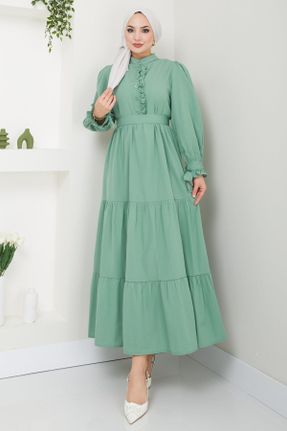 لباس سبز زنانه رگولار بافتنی پنبه - پلی استر کد 833437553
