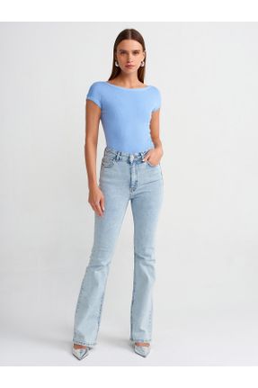 شلوار جین آبی زنانه فاق بلند جین بلند کد 827089933