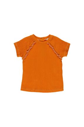 تی شرت نارنجی بچه گانه رگولار یقه گرد تکی کد 679855958