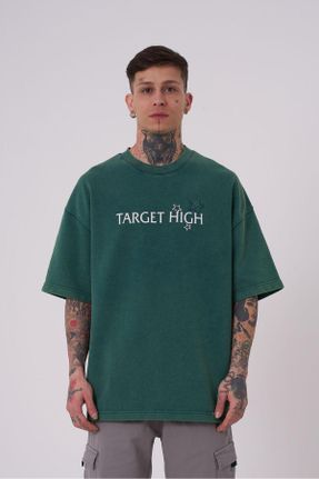 تی شرت سبز مردانه اورسایز یقه گرد تکی جوان کد 818225915