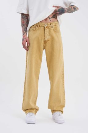 شلوار جین طلائی مردانه پاچه راحت جین اورسایز کد 819028098