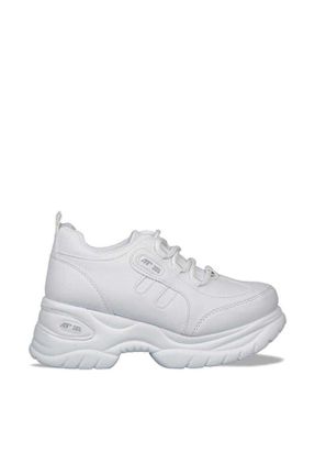 کفش اسنیکر سفید زنانه بند دار چرم مصنوعی کد 218627760