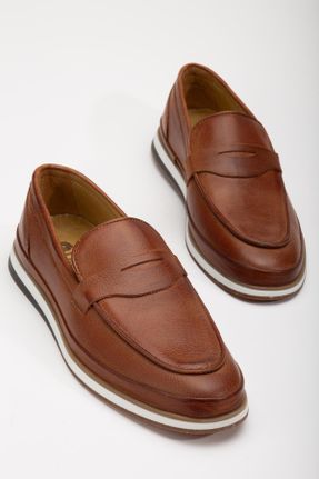 کفش کژوال قهوه ای مردانه چرم طبیعی پاشنه کوتاه ( 4 - 1 cm ) پاشنه ضخیم کد 835234239