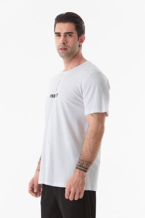 تی شرت سفید مردانه رگولار یقه گرد کد 814295036