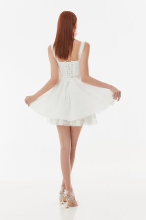 لباس سفید زنانه بافتنی تور تنگ کد 762294524