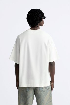 تی شرت سفید مردانه اورسایز یقه گرد جوان کد 838137700