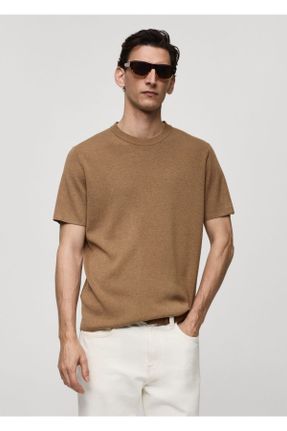 تی شرت قهوه ای مردانه رگولار یقه خدمه کد 832592972