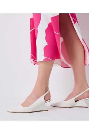کفش پاشنه بلند کلاسیک سفید زنانه پاشنه پر پاشنه کوتاه ( 4 - 1 cm ) کد 823814340