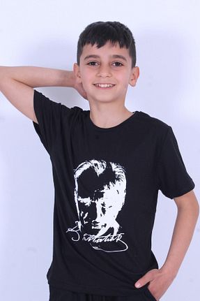تیشرت مشکی بچه گانه رگولار YA KO KİDS - کد 670216053