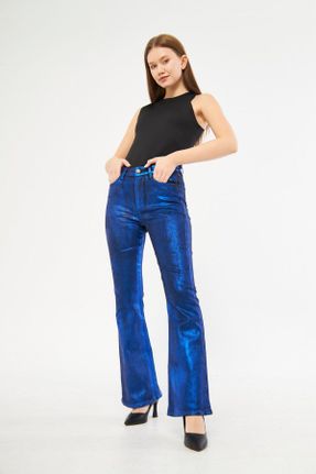 شلوار جین آبی زنانه پاچه اسپانیولی جین استاندارد کد 784563487