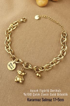 دستبند استیل طلائی زنانه استیل ضد زنگ کد 834296224
