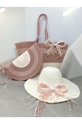 کیف ساحلی صورتی زنانه پارچه ای ATELIER - کد 843689426