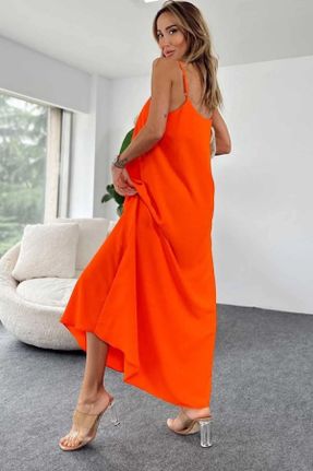 لباس نارنجی زنانه بافتنی پنبه - پلی استر رگولار کد 733128502