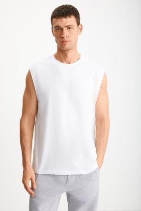 تی شرت سفید مردانه اورسایز یقه گرد تکی جوان کد 815352954