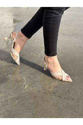 کفش مجلسی بژ زنانه چرم مصنوعی moderno shoes - کد 843918395