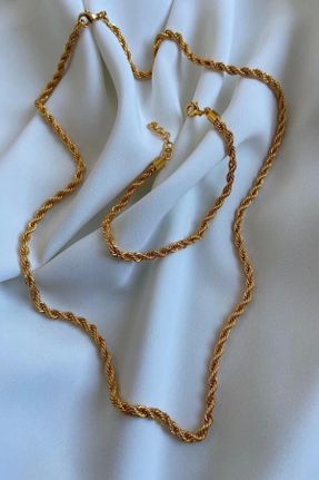 گردنبند جواهر زرد زنانه روکش طلا کد 46943093