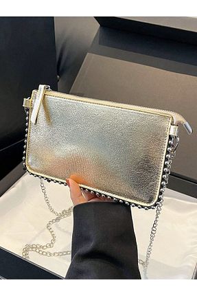 کیف دوشی طلائی زنانه چرم مصنوعی İAMBTŞY - کد 845036506