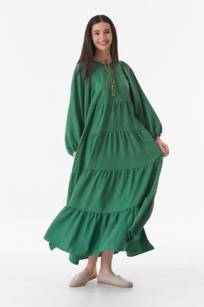 لباس سبز زنانه بافتنی پلی استر اورسایز آستین-بلند کد 808174018