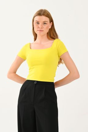 تی شرت زرد زنانه کراپ کد 319113232