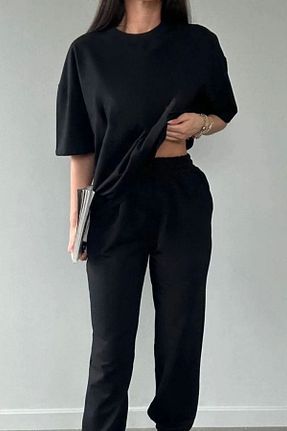 ست لباس راحتی مشکی زنانه ساده YAKAMEL - کد 818373014