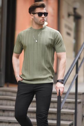تی شرت سبز مردانه رگولار یقه گرد تکی کد 817611502