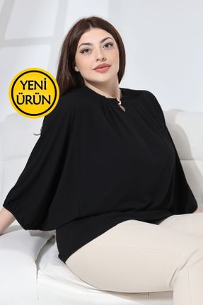 بلوز مشکی زنانه رگولار ویسکون کد 828479955