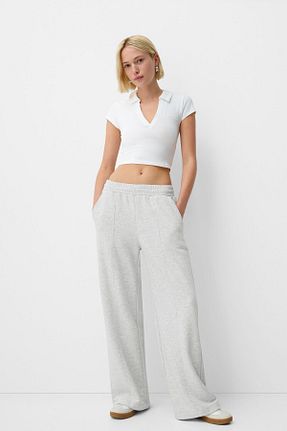 شلوار طوسی زنانه پنبه ای Bershka - کد 845150288