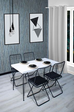ست میز آشپزخانه سفید فلزی NUR METAL - کد 817491286