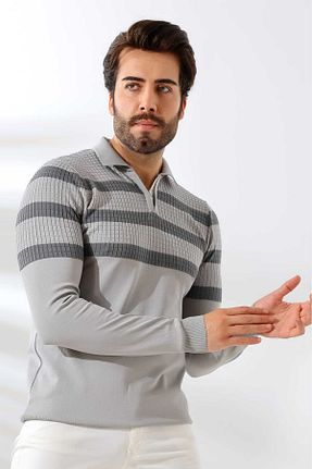 پلیور طوسی مردانه رگولار bfors halil triko - کد 845162808