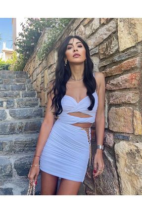 لباس سفید زنانه بافتنی Tugce Gokce Guresci - کد 331627688