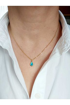 گردنبند استیل ( فولاد ) فیروزه ای زنانه استیل (فولاد) DEVİ fashion - کد 815180763