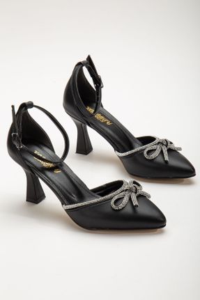 کفش مجلسی مشکی زنانه پاشنه نازک پاشنه متوسط ( 5 - 9 cm ) چرم مصنوعی کد 820941173