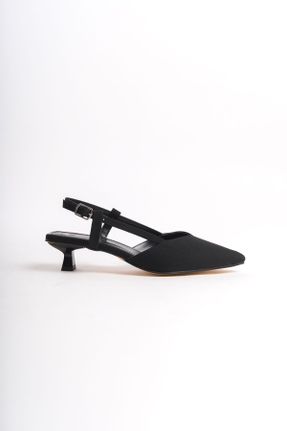 کفش پاشنه بلند کلاسیک مشکی زنانه ساتن پاشنه نازک پاشنه کوتاه ( 4 - 1 cm ) کد 818245393
