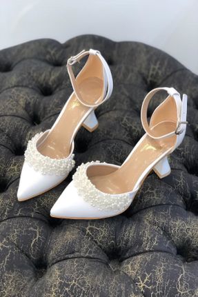 کفش مجلسی سفید زنانه چرم مصنوعی پاشنه نازک پاشنه متوسط ( 5 - 9 cm ) کد 787513317
