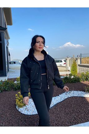 سوئیشرت مشکی زنانه چاپی Millagros feel good with us - کد 635108837