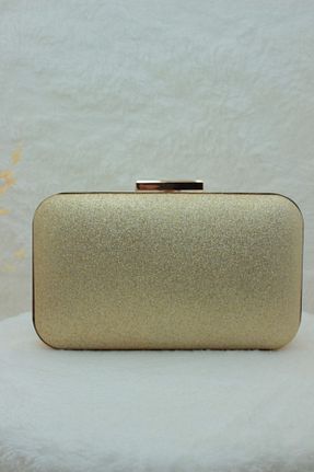 کیف مجلسی طلائی زنانه چرم مصنوعی Sh Poly - کد 346726644