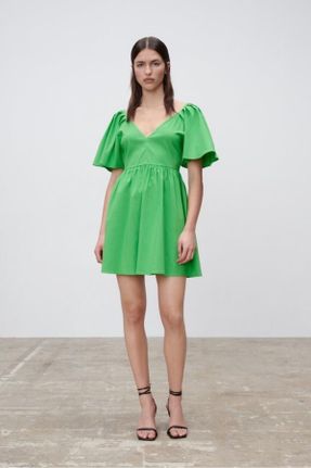 لباس سبز زنانه بافت پلی استر رگولار آستین-کوتاه کد 737856925