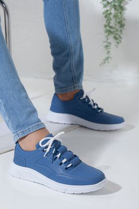 کفش کژوال آبی مردانه چرم طبیعی پاشنه کوتاه ( 4 - 1 cm ) پاشنه ضخیم کد 237273535